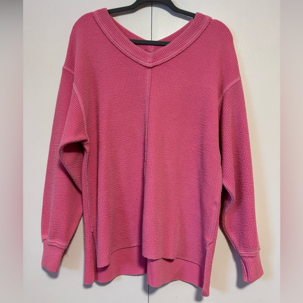 Aerie Vibrant Pink V-Neck Sweater